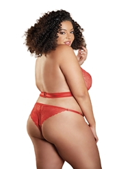 Alternate back view of CARRIE LACE CUT-OUT RED PLUS SIZE TEDDY
