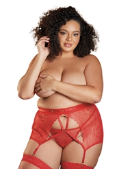 Additional  view of product CHARISSA RED HIGH WAISTED PLUS SIZE GARTER BELT with color code RD