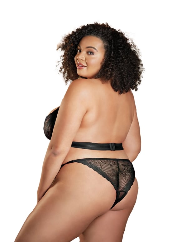 Carrie Lace Cut-Out Black Plus Size Teddy ALT1 view Color: BK