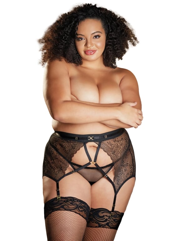 Charissa High Waisted Plus Size Garter Belt default view Color: BK