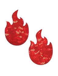 Front view of PASTEASE FLAME DISCO BALL GLITTER PASTIES