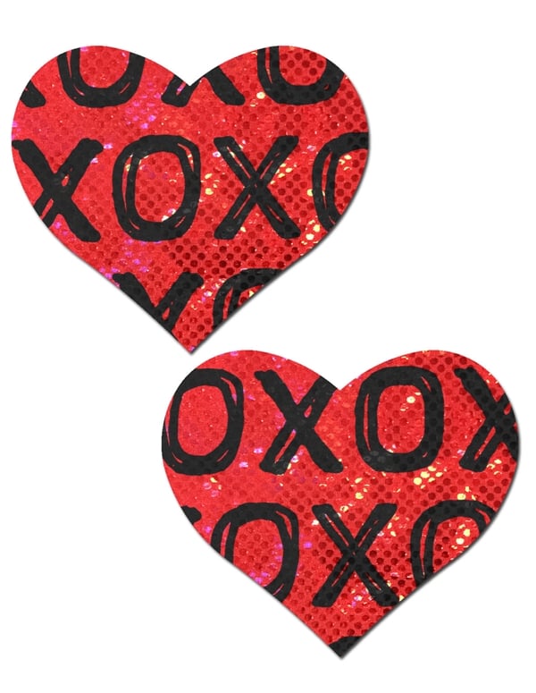 Pastease Xo Heart Disco Ball Pasties default view Color: RB