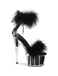 Additional  view of product MARLENE 7 PLATFORM MARABOU HEELS with color code BK