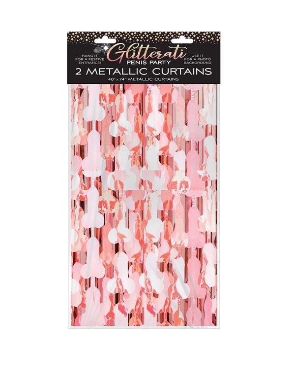 Glitterati Penis Foil Curtain - Set Of 2 default view Color: MC