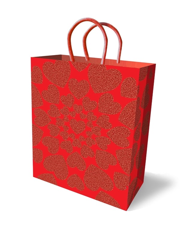 Glitter Hearts Gift Bag default view Color: RD
