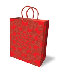 Front view of GLITTER HEARTS GIFT BAG