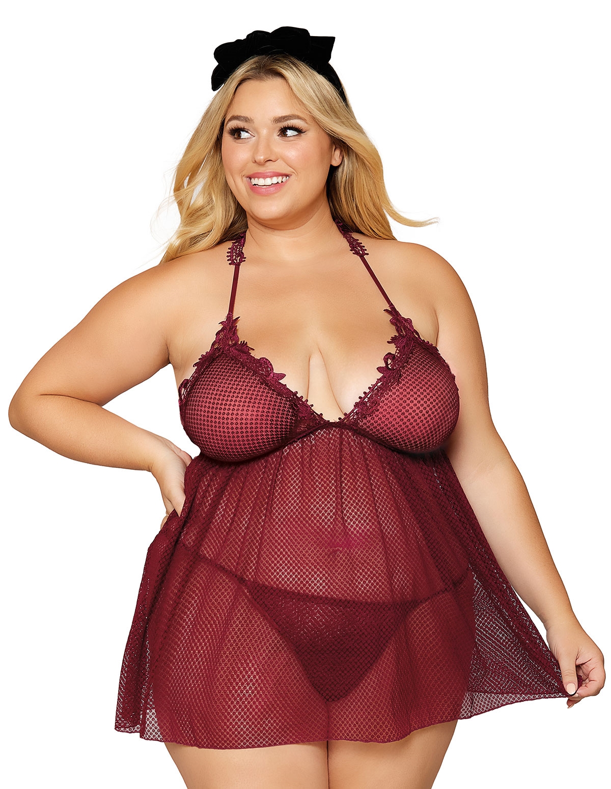 alternate image for Belladonna Embroidery Plus Size Babydoll
