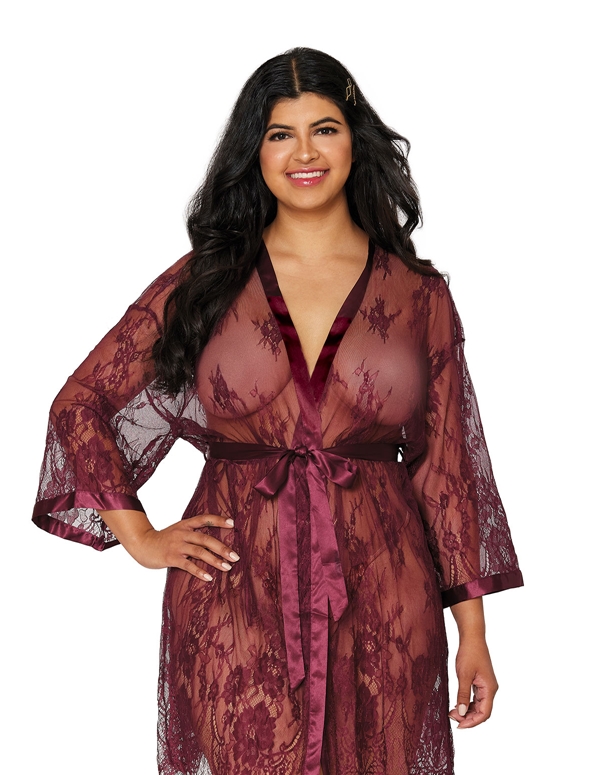 Eyelash Lace Plus Size Robe 12788x 04019 Lovers Lane