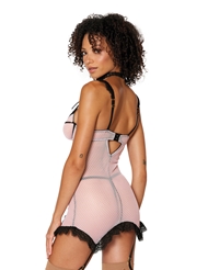 Alternate back view of DIAMOND STRETCH MESH AND LACE CHEMISE