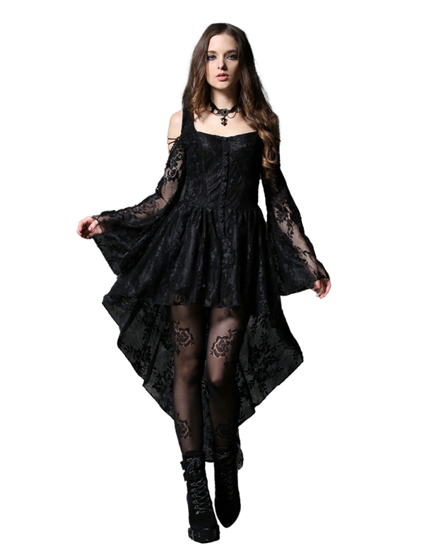 Lace Off The Shoulder Dress ALT1 view Color: BK