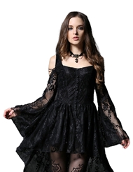 Front view of LACE OFF THE SHOULDER DRESS