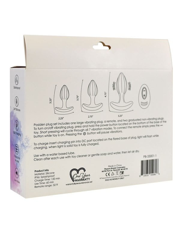 Love Essentials - Poseidon Anal Plug Set With Remote ALT5 view Color: GR