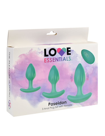 LOVE ESSENTIALS - POSEIDON ANAL PLUG SET WITH REMOTE - PB-33001-1-03279 |  Lover's Lane