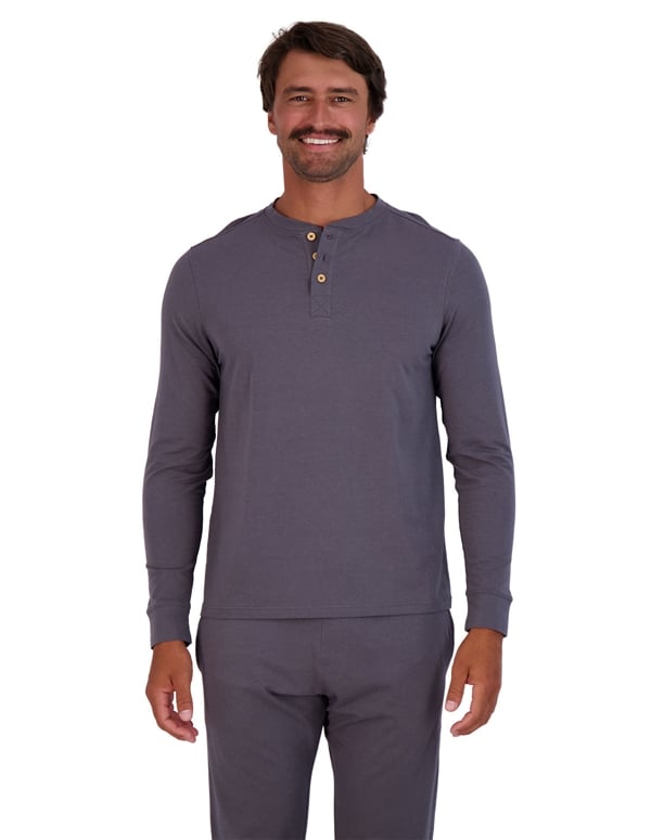 Wood Long Sleeve Henley - Iron default view Color: GY