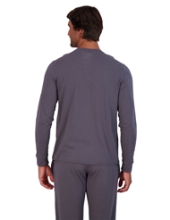 Alternate back view of WOOD LONG SLEEVE HENLEY - IRON