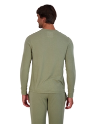 Alternate back view of WOOD LONG SLEEVE HENLEY - OLIVE