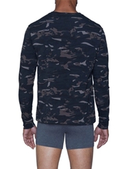 Alternate back view of WOOD LONG SLEEVE HENLEY - FOREST CAMO