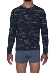Alternate front view of WOOD LONG SLEEVE HENLEY - FOREST CAMO