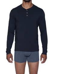 Additional  view of product WOOD LONG SLEEVE HENLEY - BLACK with color code BK