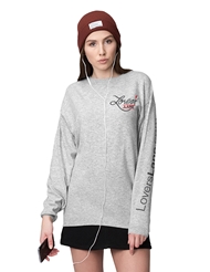 Front view of LOVERS LANE LONG SLEEVE GREY T-SHIRT