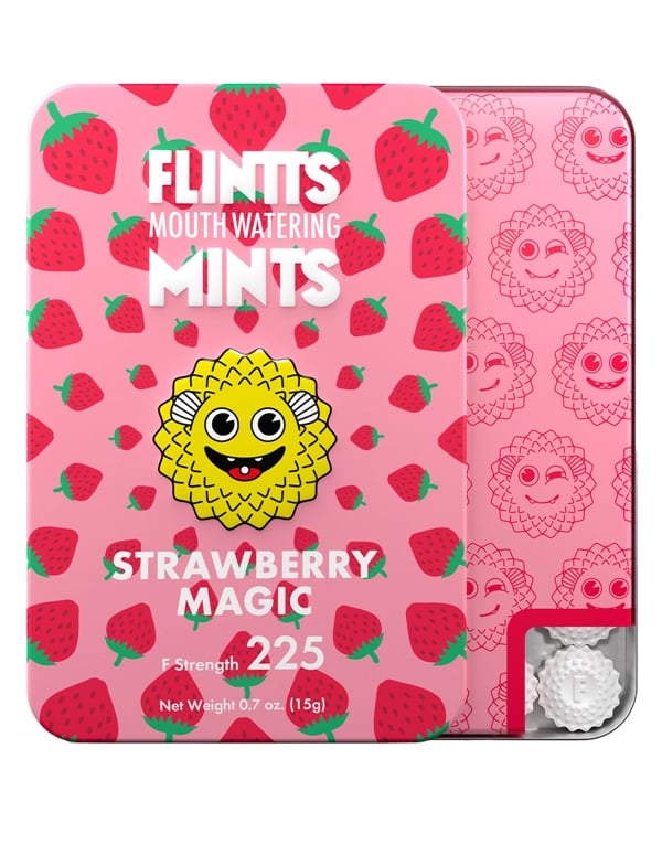 Flintts Mints Mouth Watering - Strawberry Magic Strength 225 default view Color: NC