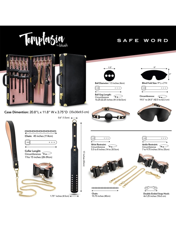 Temptasia Safe Word Bondage Kit With Suitcase ALT2 view Color: BK