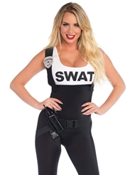 Additional  view of product 3PC SWAT BOMBSHELL COSTUME with color code BK