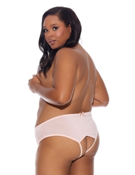 Alternate back view of BARELY BARE CROTCHLESS MESH PLUS SIZE BRIEF
