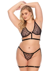 Additional  view of product BARELY BARE STRAPPY HARNESS PLUS SIZE BRA AND PANTY with color code BK