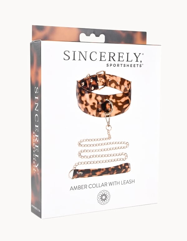 Sincerely Amber Collar And Leash ALT1 view Color: AMB