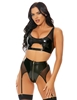 Additional BLACK view of product NIGHTLY DUO VINYL CONTRAST BLACK 2PC BRA SET with color code BK