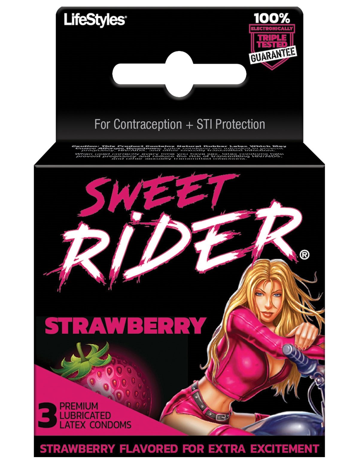 alternate image for Sweet Rider Strawberry Condoms 3Pk