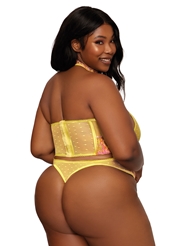 Alternate back view of EMBROIDERY MESH PLUS SIZE TEDDY AND OPEN CUP BUSTIER