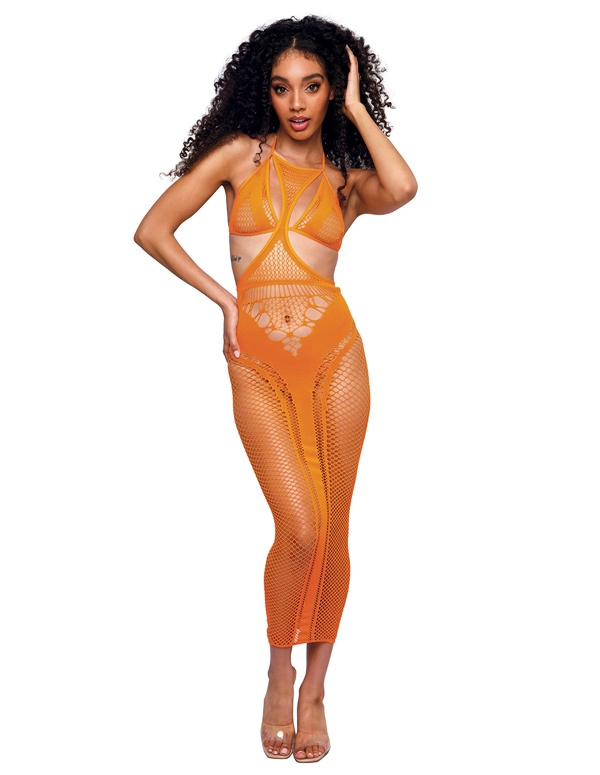 TANGERINE DREAM GOWN AND ATTACHED BRALETTE ALT2 view Color: TD