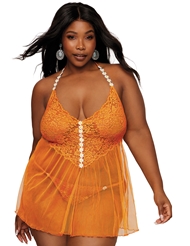 Additional  view of product TANGERINE DREAM PLUS SIZE BABYDOLL WITH DAISY TRIM with color code TD