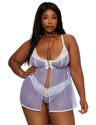 Additional  view of product GINGHAM MESH PLUS SIZE BABYDOLL AND PANTY SET with color code PR