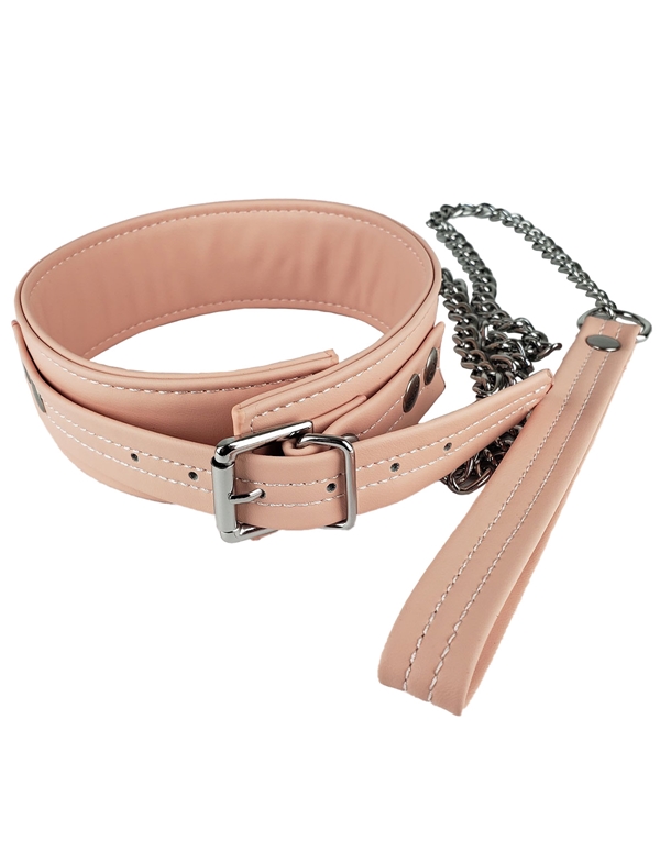 Pink Kink Faux Leather Collar And Leash - SPU-902-BULK-03086 | Lover's Lane