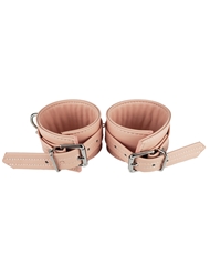 Alternate back view of PINK KINK FAUX LEATHER WRIST RESTRAINTS