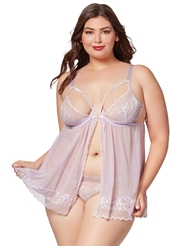 Alternate front view of HOUSE OF HEARTS PLUS SIZE BABYDOLL