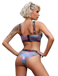 Alternate back view of LOVE IS LOVE UNDERBOOB TOP AND CHEEKY PANTY