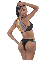 Alternate back view of LACE AND RAINBOW BRALETTE AND PANTY