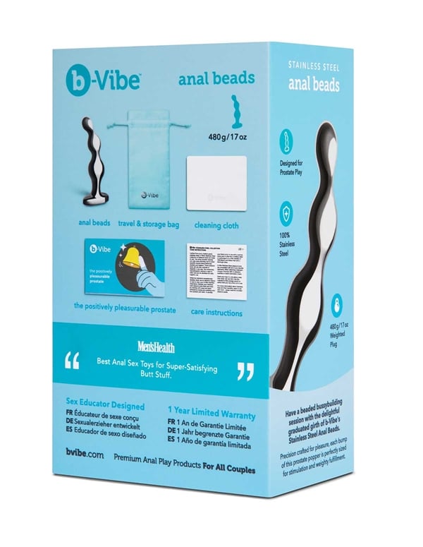B-Vibe Stainless Steel Anal Beads ALT3 view Color: SL
