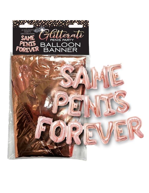 Glitterati Same Penis Forever Balloon Banner default view Color: RGLD