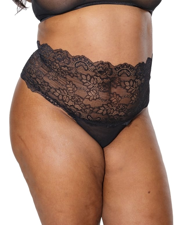 Christina High Waisted Plus Size Thong ALT2 view Color: BK