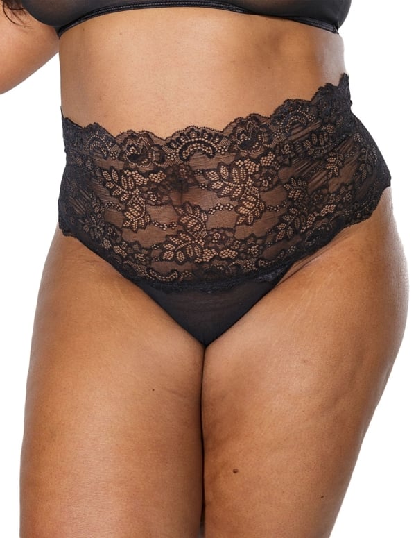 Christina High Waisted Plus Size Thong default view Color: BK