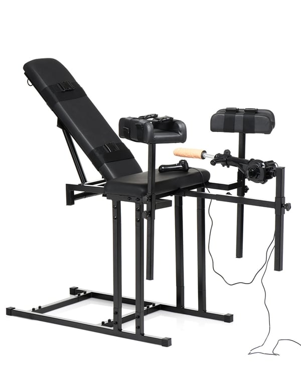 Master Series Obedience Chair W/Sex Machine ALT1 view Color: BK