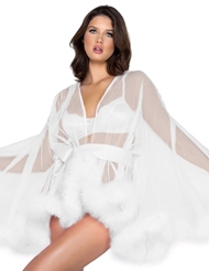 Additional  view of product BOUDOIR BABE SHORT WHITE MARABOU ROBE with color code WH