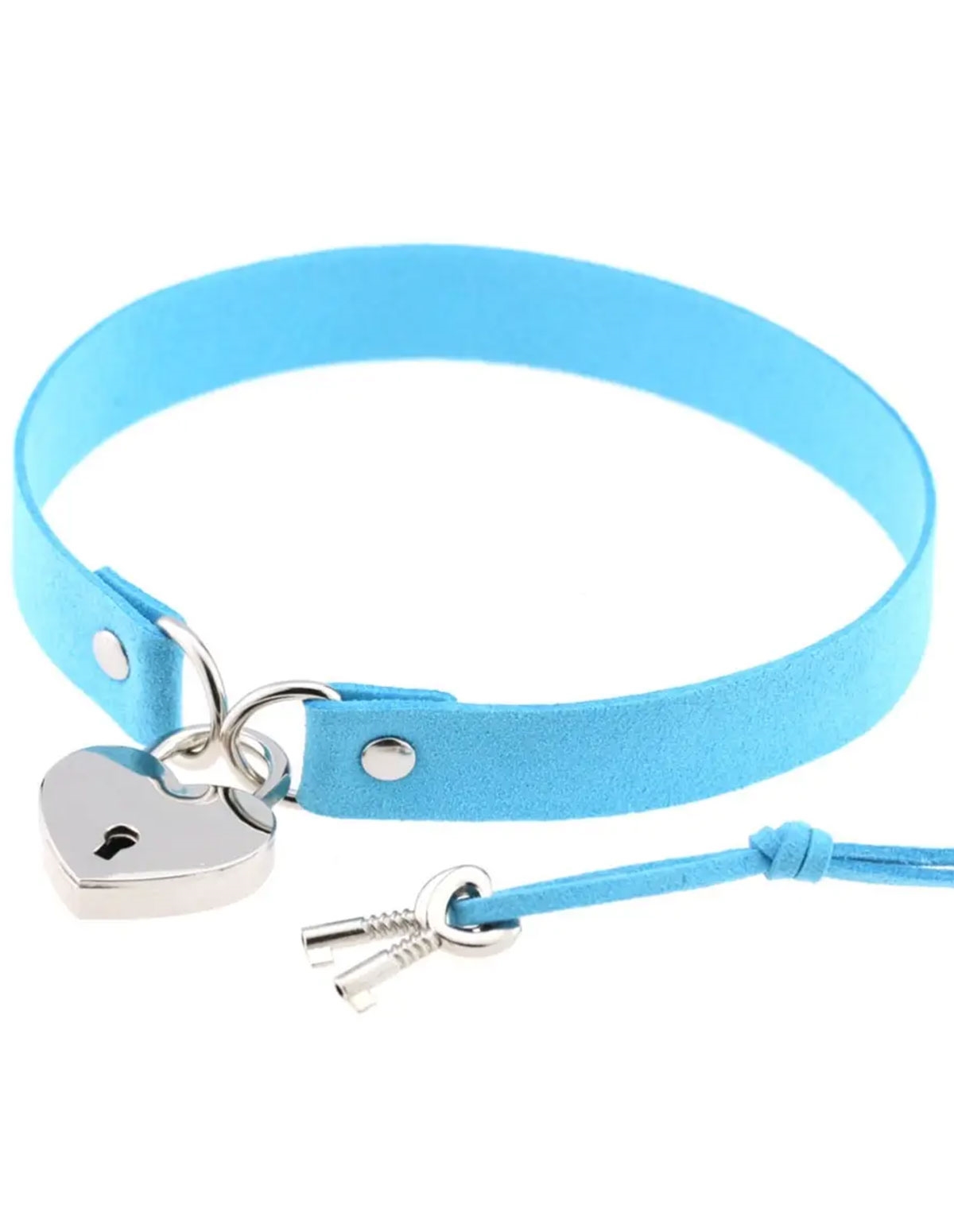 alternate image for Blue Cow Hide Collar With Heart Lock