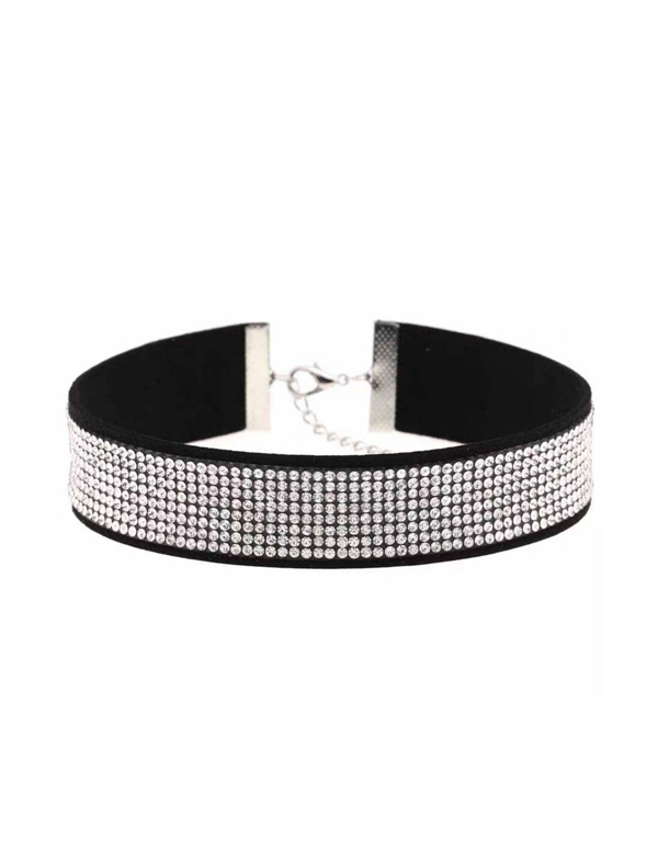 Black Velvet Rhinestone Collar default view Color: BKS