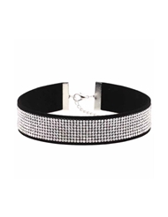 Additional  view of product BLACK VELVET RHINESTONE COLLAR with color code BKS